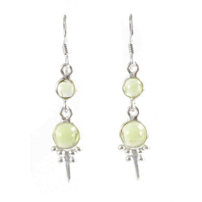 Boucles d'oreilles en argent fines 2 pierres - BIJOUX ARGENT - Boutique Nirvana