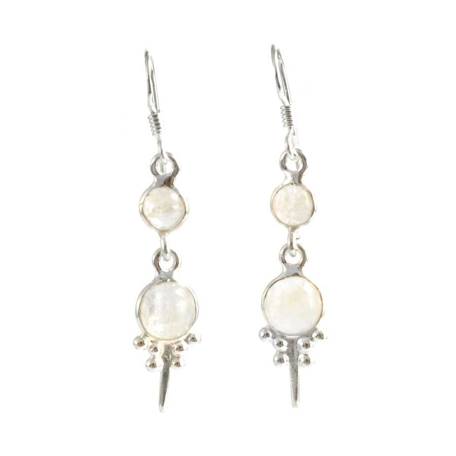 Bohemian Two-Stone Dangle Earrings - Silver Jewellery - Boutique Nirvana