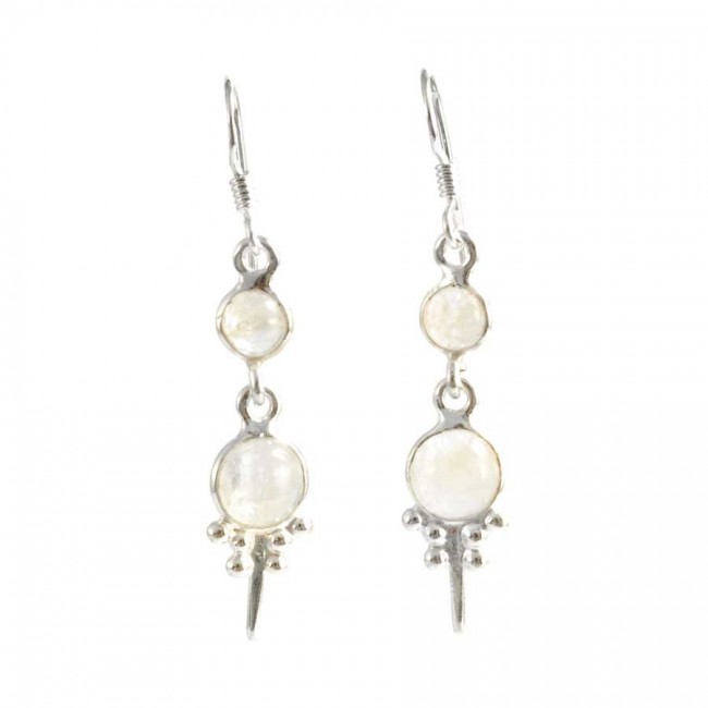 Boucles d'oreilles en argent fines 2 pierres - BIJOUX ARGENT - Boutique Nirvana