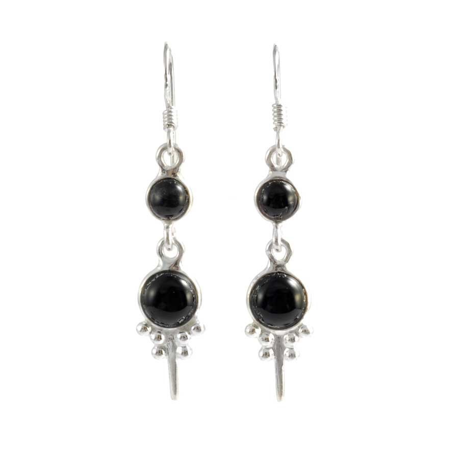 Boucles d'oreilles en argent fines 2 pierres - BIJOUX ARGENT - Boutique Nirvana