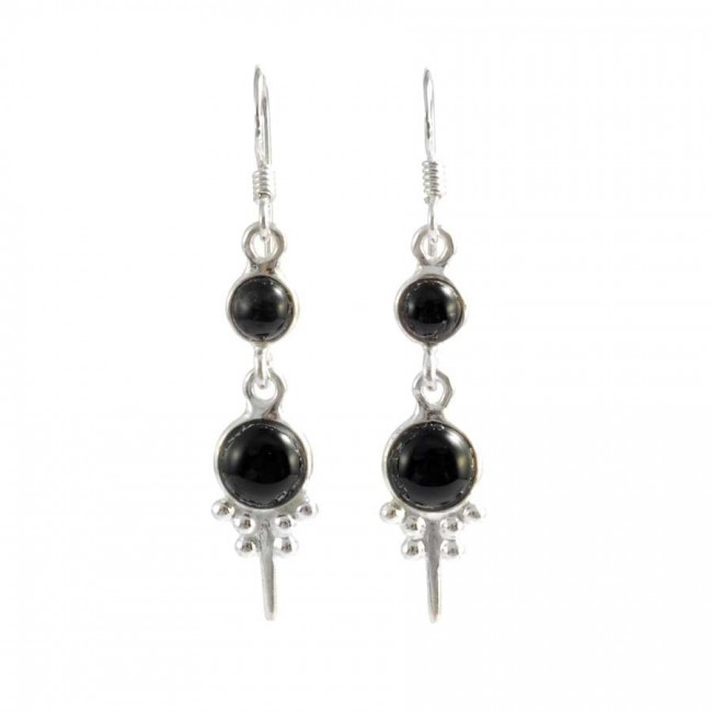 Boucles d'oreilles en argent fines 2 pierres - BIJOUX ARGENT - Boutique Nirvana