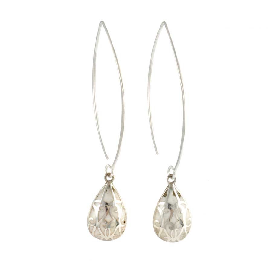 Boucles d'oreilles col de cygne en argent gouttes émaillées - 0 - Boutique Nirvana