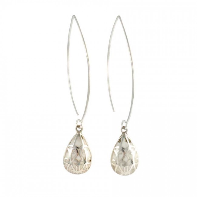 Boucles d'oreilles col de cygne en argent gouttes émaillées - 0 - Boutique Nirvana