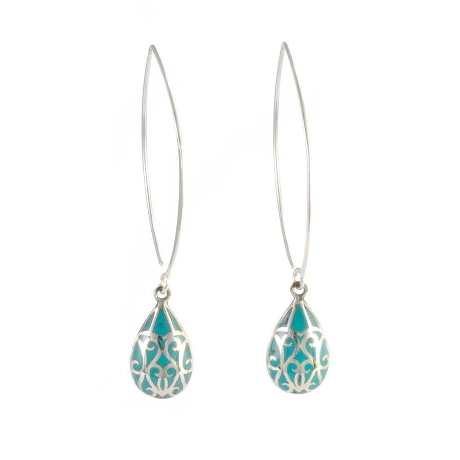 Boucles d'oreilles col de cygne en argent gouttes émaillées - 0 - Boutique Nirvana