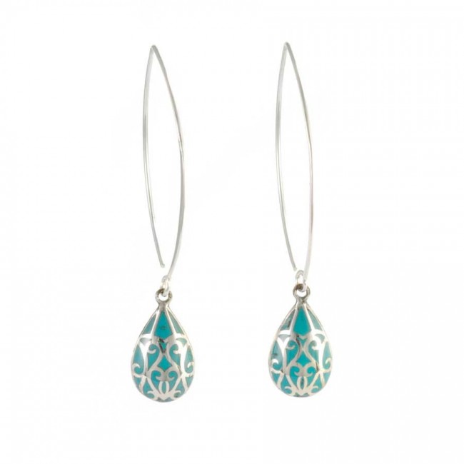 Boucles d'oreilles col de cygne en argent gouttes émaillées - 0 - Boutique Nirvana