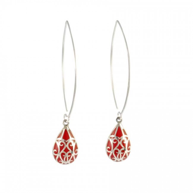 Boucles d'oreilles col de cygne en argent gouttes émaillées - 0 - Boutique Nirvana