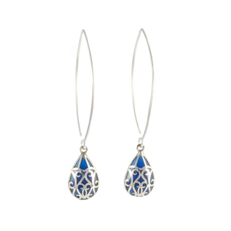 Boucles d'oreilles col de cygne en argent gouttes émaillées - 0 - Boutique Nirvana