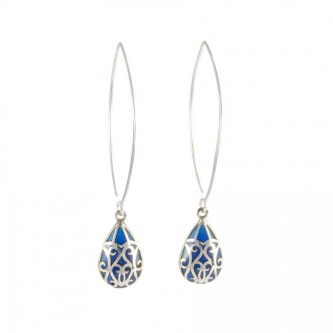 Boucles d'oreilles col de cygne en argent gouttes émaillées - 0 - Boutique Nirvana