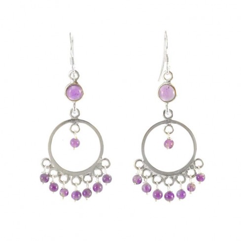 Gypsy Earrings with Amethyst or Moonstone - Silver Jewellery - Boutique Nirvana