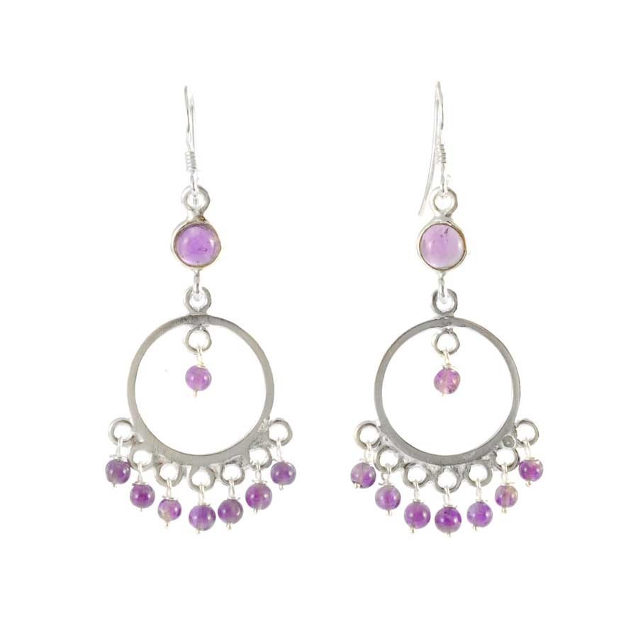 Gypsy Earrings with Amethyst or Moonstone - Silver Jewellery - Boutique Nirvana