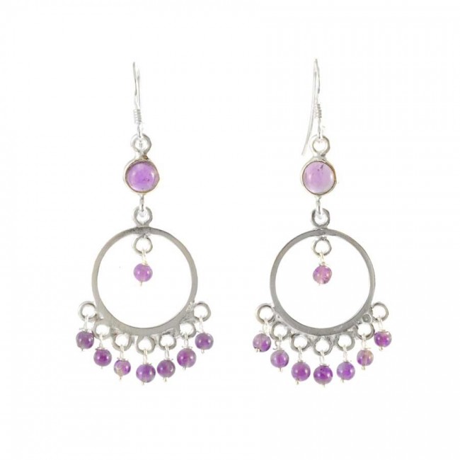 Gypsy Earrings with Amethyst or Moonstone - Silver Jewellery - Boutique Nirvana