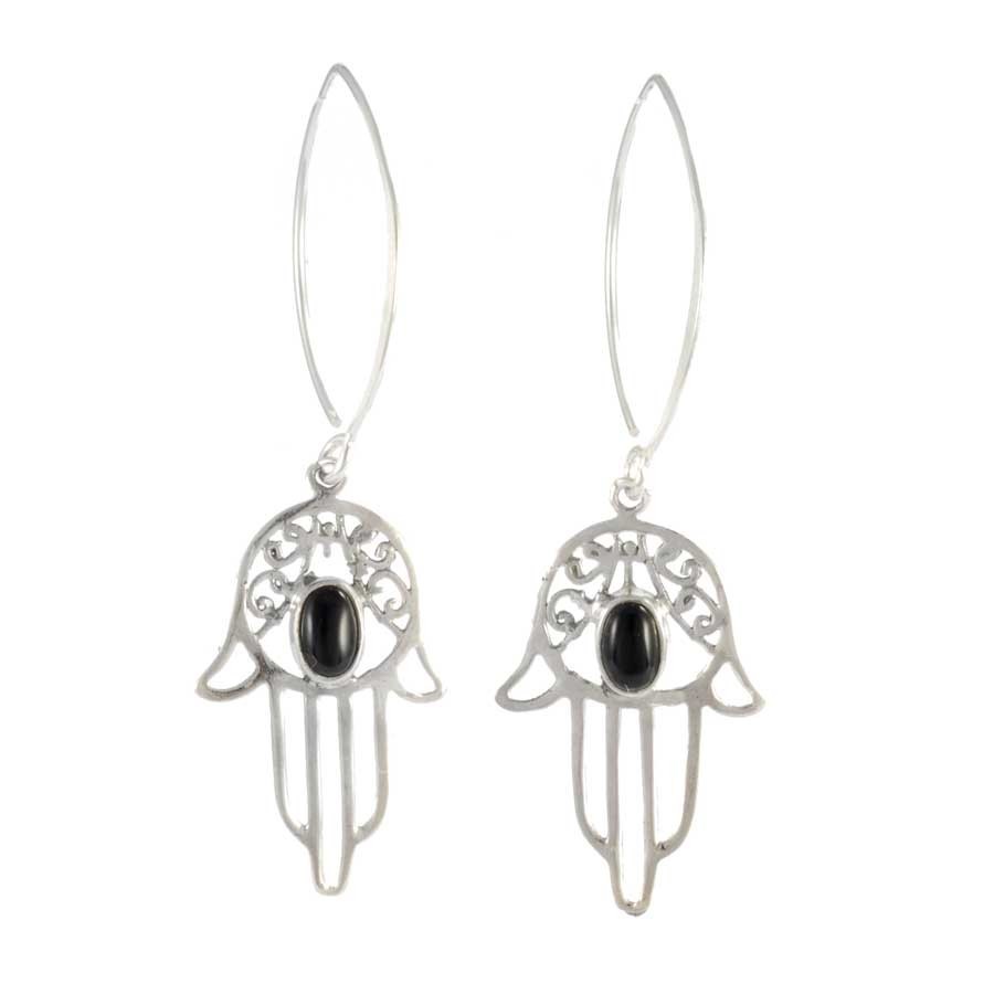 Boucles d'oreilles col de cygne en argent main de fatma et pierre - 0 - Boutique Nirvana