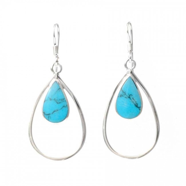 Boucles d'oreilles argent pierre cerclée - BIJOUX ARGENT - Boutique Nirvana
