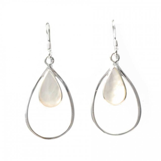 Boucles d'oreilles argent pierre cerclée - BIJOUX ARGENT - Boutique Nirvana