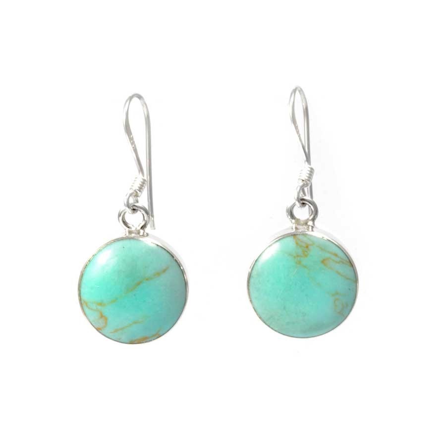 Beautiful Circular Natural Stone Drop Earrings - Silver Jewellery - Boutique Nirvana