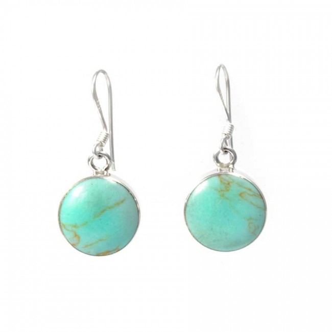 Beautiful Circular Natural Stone Drop Earrings - Silver Jewellery - Boutique Nirvana
