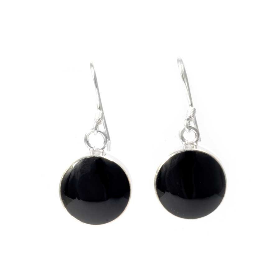 Beautiful Circular Natural Stone Drop Earrings - Silver Jewellery - Boutique Nirvana