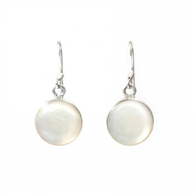 Beautiful Circular Natural Stone Drop Earrings - Silver Jewellery - Boutique Nirvana