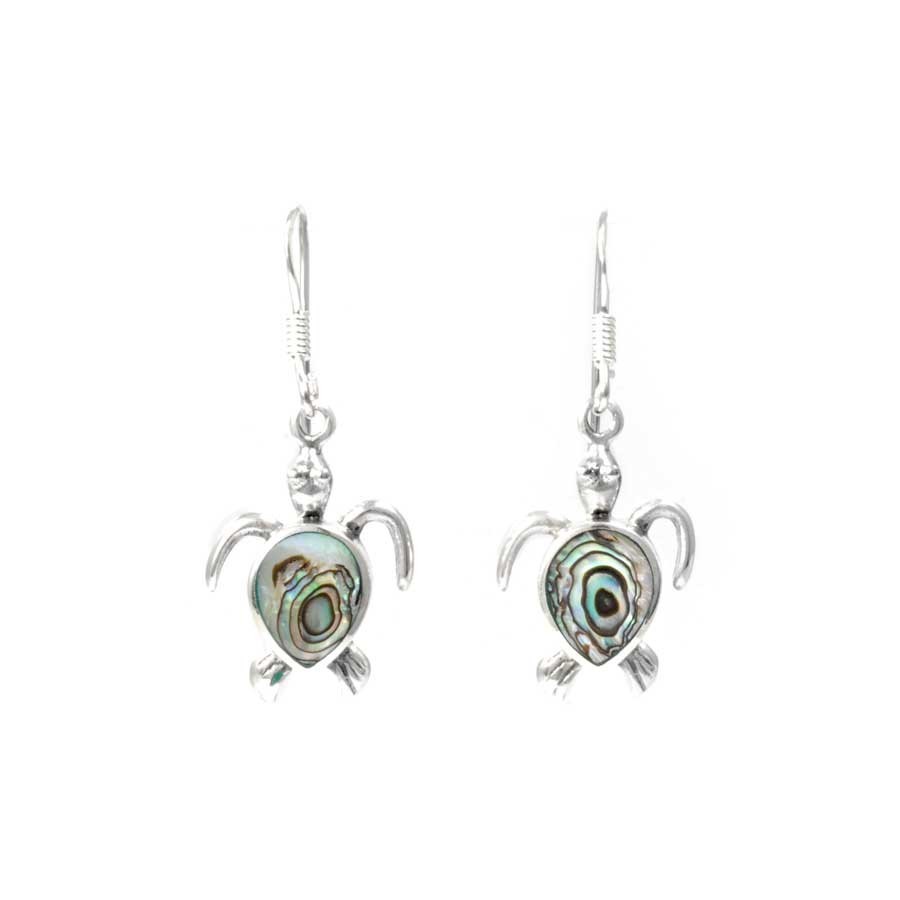 Natural Stone Sea Turtle Earrings - Silver Jewellery - Boutique Nirvana