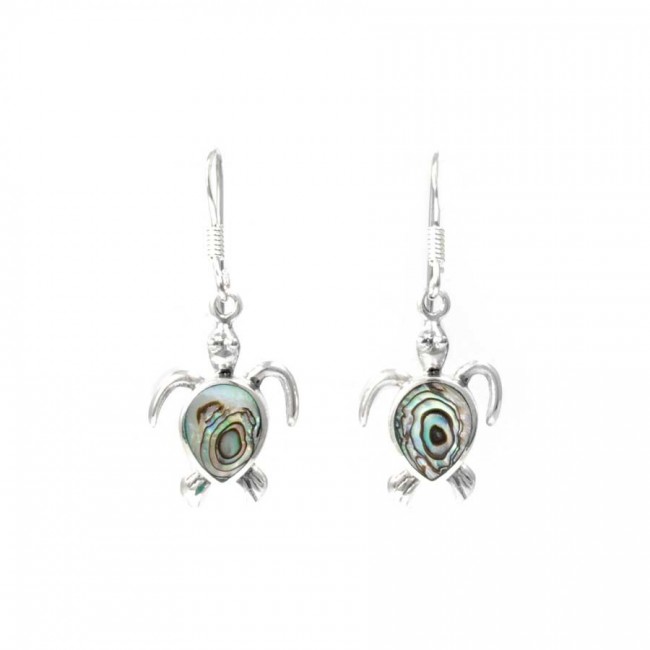 Natural Stone Sea Turtle Earrings - Silver Jewellery - Boutique Nirvana