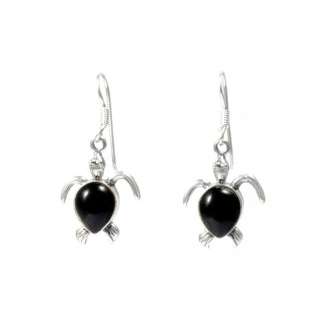 Boucles d'oreilles argent tortue pierre - BIJOUX ARGENT - Boutique Nirvana