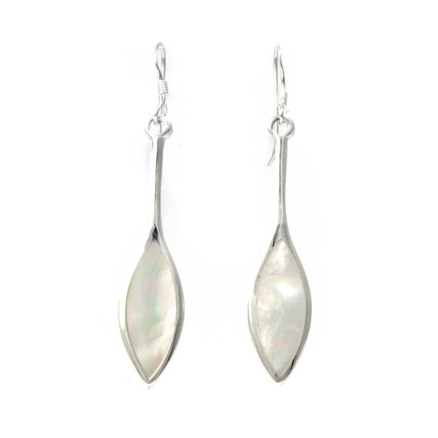 Long Leaf-Shaped Gemstone Earrings - Silver Jewellery - Boutique Nirvana