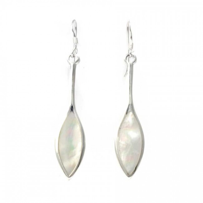 Long Leaf-Shaped Gemstone Earrings - Silver Jewellery - Boutique Nirvana