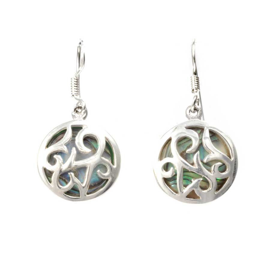 Natural Stone and Silverwork Circular Earrings - Silver Jewellery - Boutique Nirvana