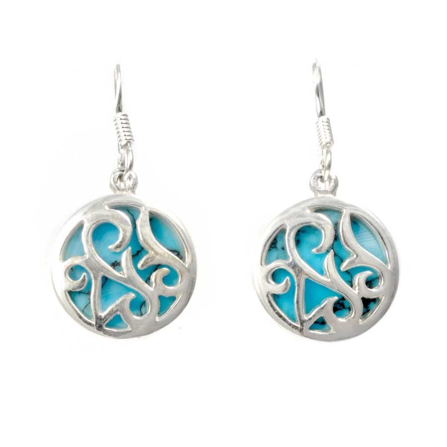 Natural Stone and Silverwork Circular Earrings - Silver Jewellery - Boutique Nirvana