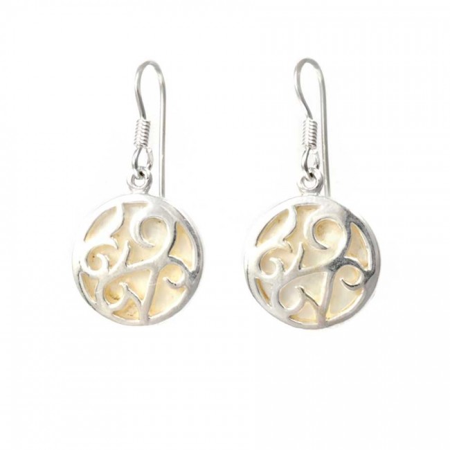 Natural Stone and Silverwork Circular Earrings - Silver Jewellery - Boutique Nirvana