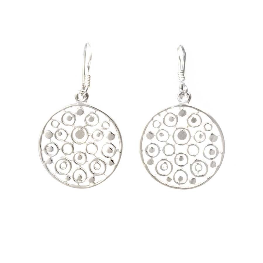 Thai Silver Round Drop Earrings - Silver Jewellery - Boutique Nirvana