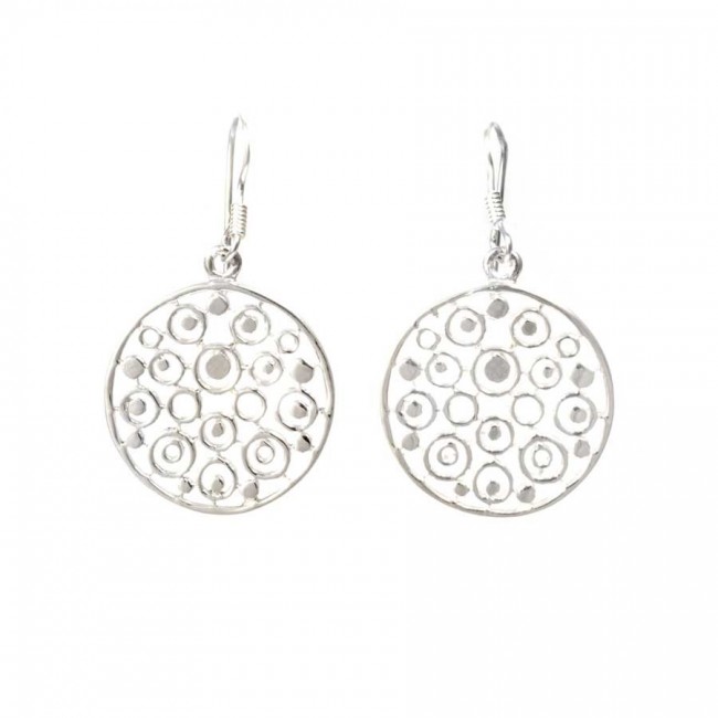 Boucles d'oreilles en argent rondes ajourées - BIJOUX ARGENT - Boutique Nirvana