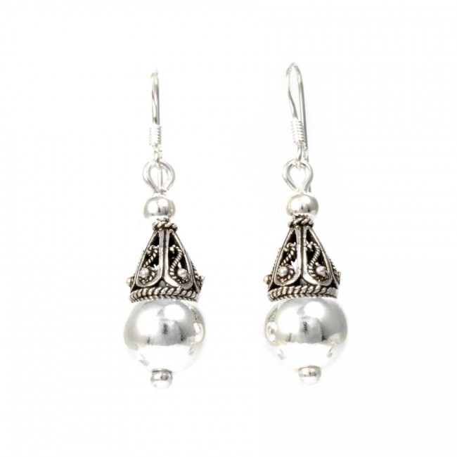 Boucles d'oreilles en argent gouttes ouvragées - BIJOUX ARGENT - Boutique Nirvana