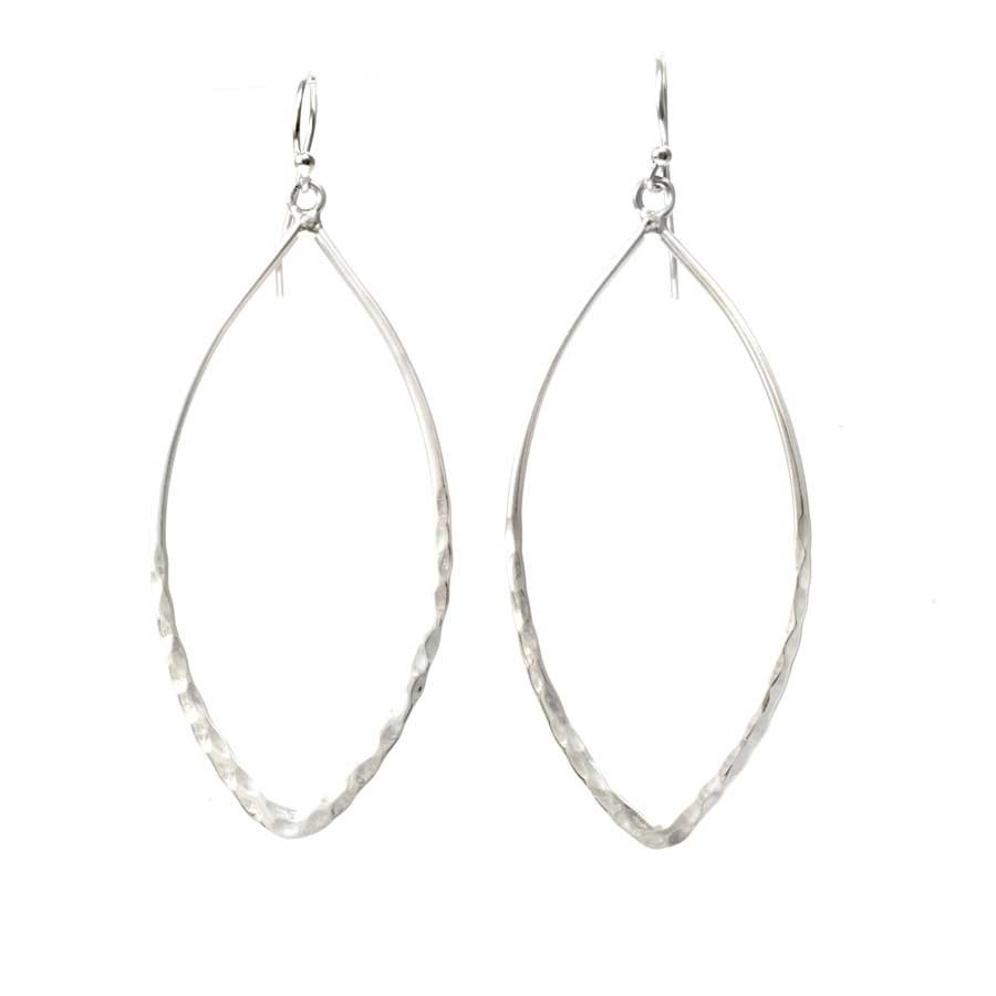 Oval Hammered Silver Earrings - Silver Jewellery - Boutique Nirvana
