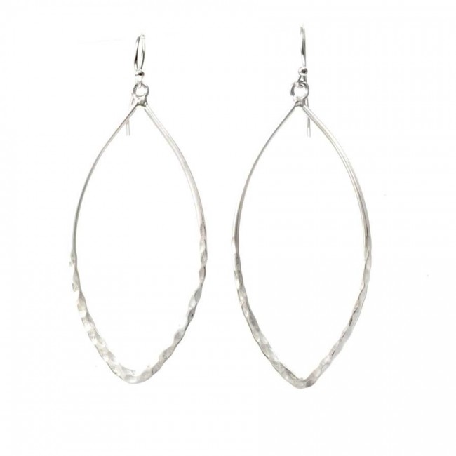 Oval Hammered Silver Earrings - Silver Jewellery - Boutique Nirvana