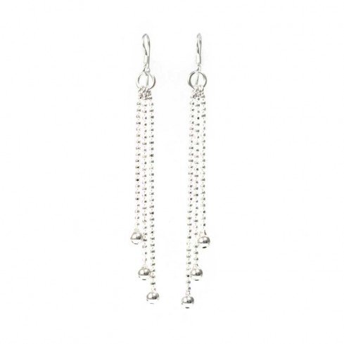 Ethnic Silver Beaded Dangle Earrings - Silver Jewellery - Boutique Nirvana