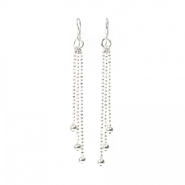 Ethnic Silver Beaded Dangle Earrings - Silver Jewellery - Boutique Nirvana