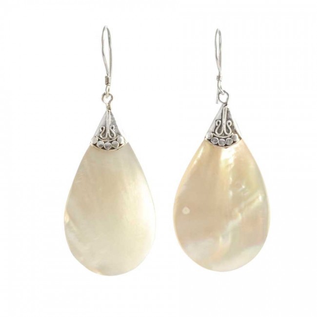 Boucles d'oreilles en argent goutte pierre et chapeau - BIJOUX ARGENT - Boutique Nirvana
