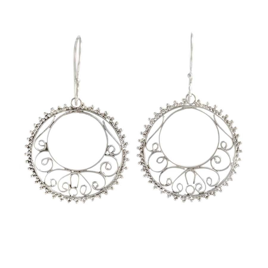 Boucles d'oreilles argent ronde ouvragées - Silver Jewellery - Boutique Nirvana