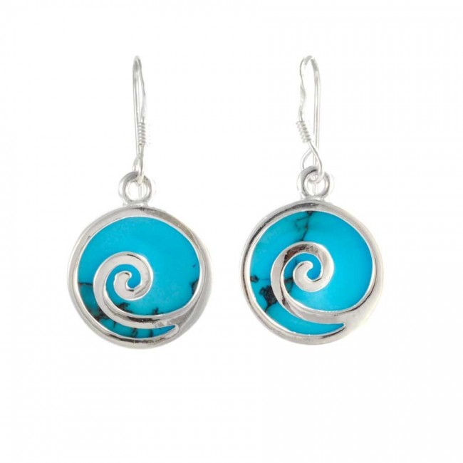 Boucles d'oreilles argent rondes spirales pierres - BIJOUX ARGENT - Boutique Nirvana