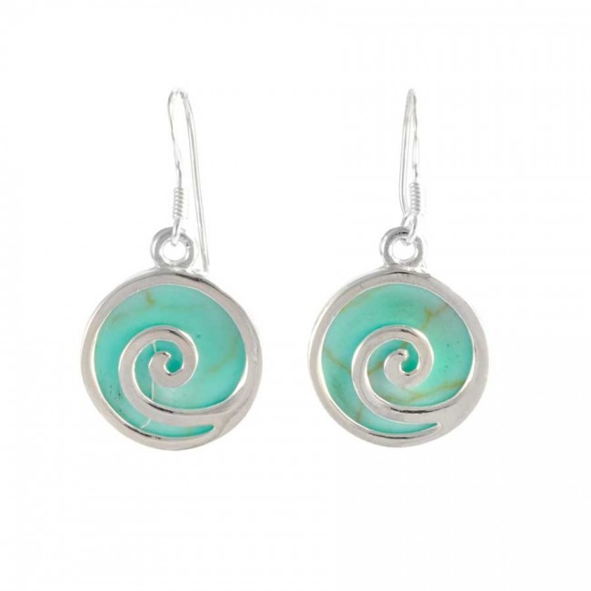 Boucles d'oreilles argent rondes spirales pierres - BIJOUX ARGENT - Boutique Nirvana