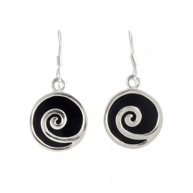 Boucles d'oreilles argent rondes spirales pierres - BIJOUX ARGENT - Boutique Nirvana