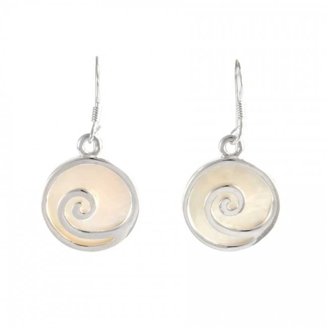 Natural Stone and Silver Spiral Earrings - Silver Jewellery - Boutique Nirvana