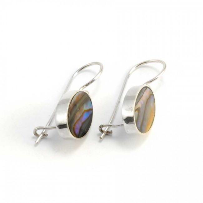 Boucles d'oreilles dormeuses pierres ovales et argent - BIJOUX ARGENT - Boutique Nirvana