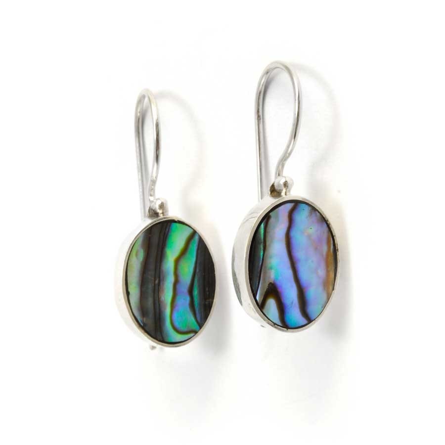 Boucles d'oreilles dormeuses pierres ovales et argent - BIJOUX ARGENT - Boutique Nirvana