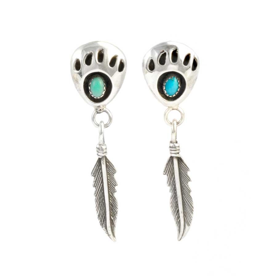 Boucles d'oreilles argent turquoise amérindiennes - BIJOUX ARGENT - Boutique Nirvana