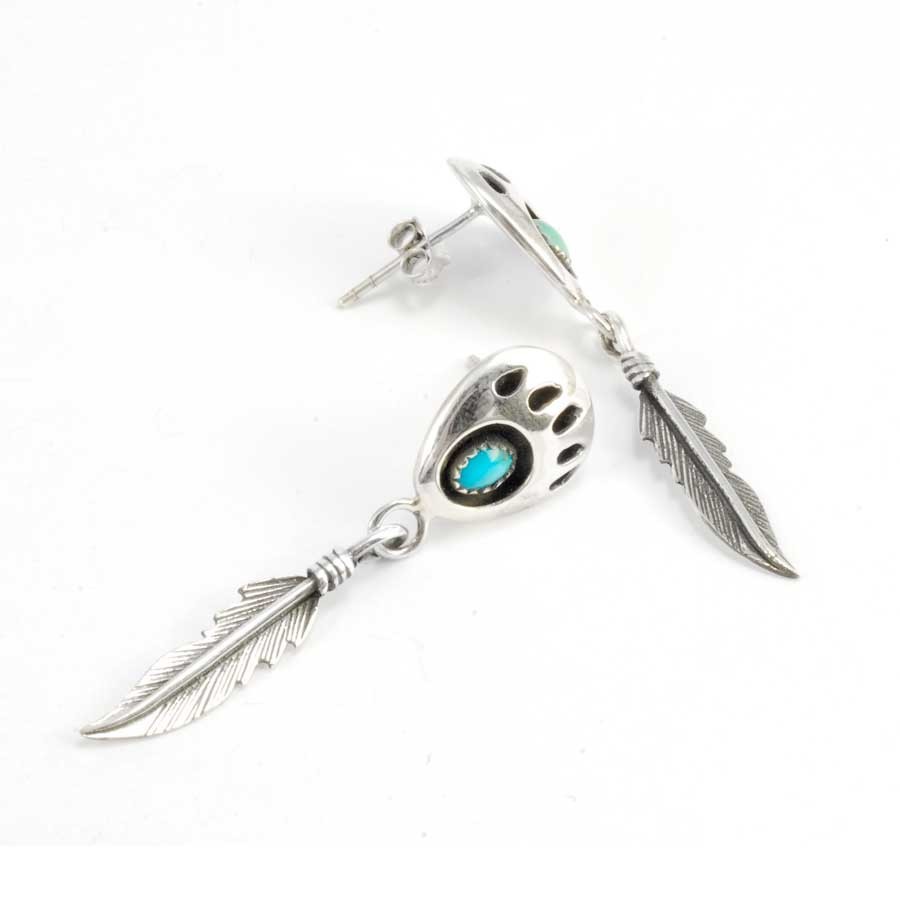 Boucles d'oreilles argent turquoise amérindiennes - BIJOUX ARGENT - Boutique Nirvana