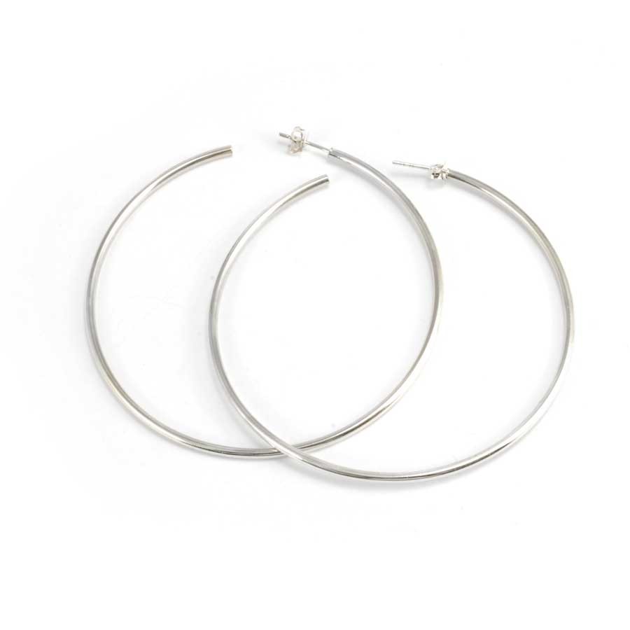 Silver Hoop Earrings with Stud Fastening - 0 - Boutique Nirvana