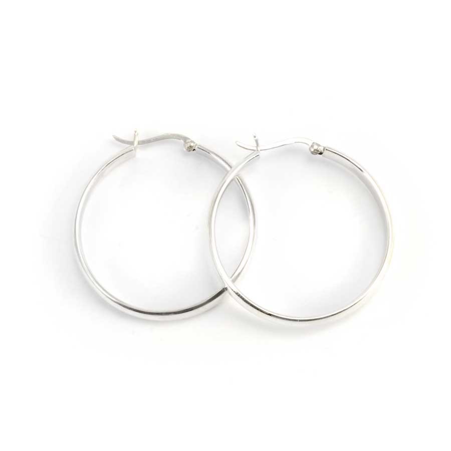 Smooth Thick Silver Hoops - 0 - Boutique Nirvana