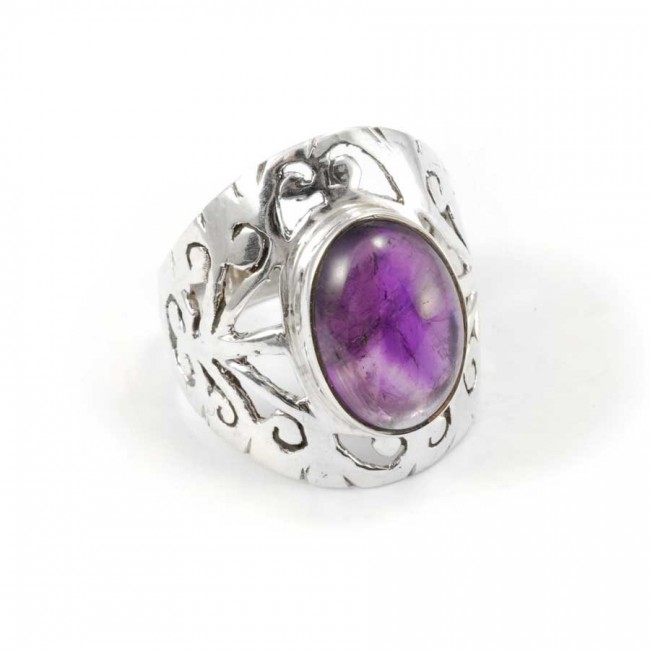 Hand Carved Silver and Stone Ring - Silver Jewellery - Boutique Nirvana